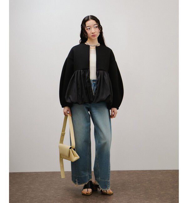 ADAM ET ROPE'「ダンボールタフタペプラムカットソーカーディガン」|カーディガン|