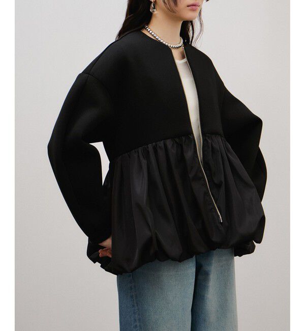 ADAM ET ROPE'「ダンボールタフタペプラムカットソーカーディガン」|カーディガン|