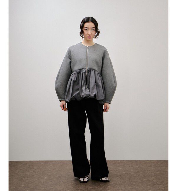 ADAM ET ROPE'「ダンボールタフタペプラムカットソーカーディガン」|カーディガン|