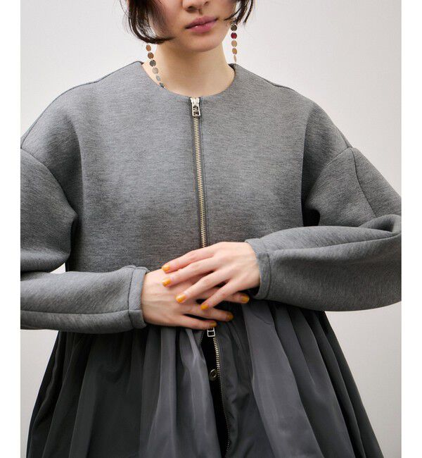 ADAM ET ROPE'「ダンボールタフタペプラムカットソーカーディガン」|カーディガン|