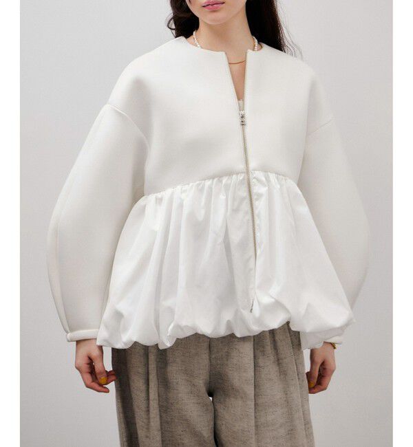 ADAM ET ROPE'「ダンボールタフタペプラムカットソーカーディガン」|カーディガン|