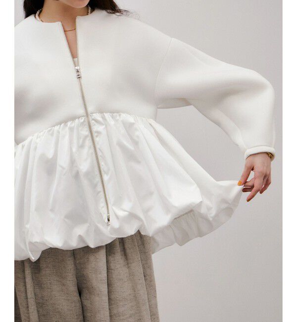 ADAM ET ROPE'「ダンボールタフタペプラムカットソーカーディガン」|カーディガン|