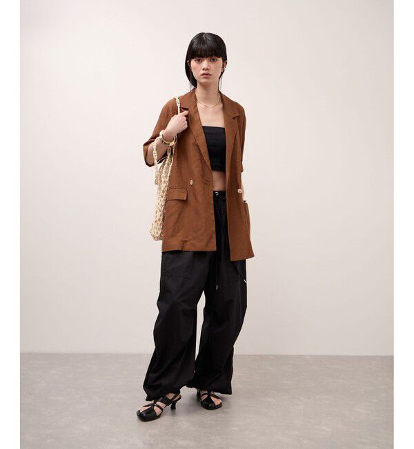 ADAM ET ROPE'「コットンパラシュートパンツ」|チノ|