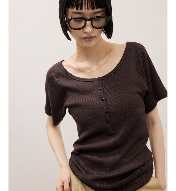 ADAM ET ROPE'「ハーフスリーブリブTシャツ」|Tシャツ・カットソー|