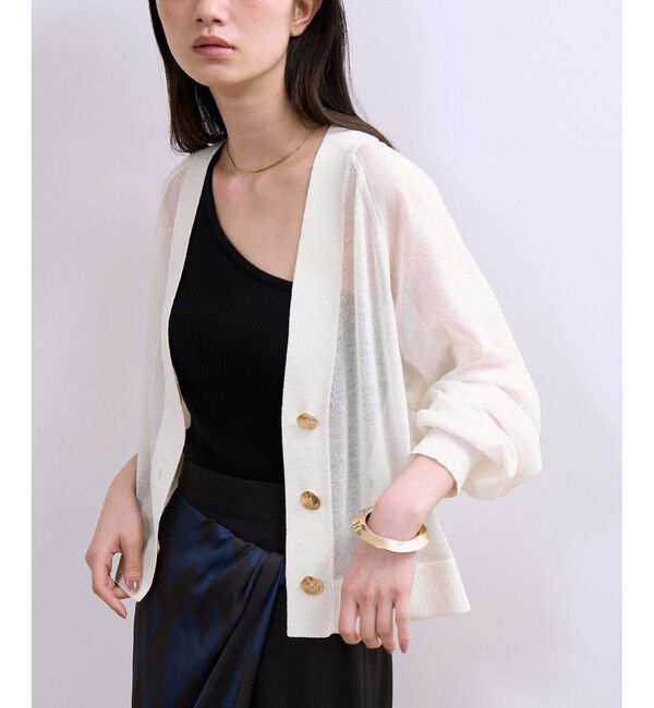 ADAM ET ROPE'「【WEB限定】・【サステナブル】リネンMIXシアーカーディガン」|カーディガン|
