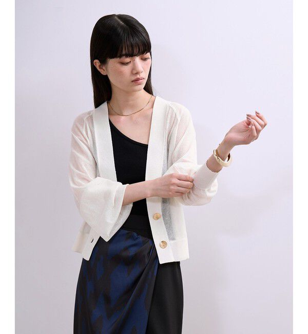 ADAM ET ROPE'「【WEB限定】・【サステナブル】リネンMIXシアーカーディガン」|カーディガン|