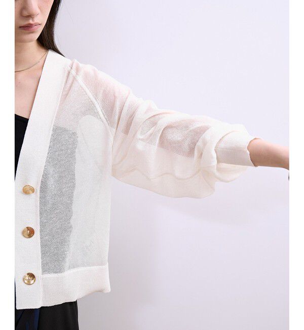 ADAM ET ROPE'「【WEB限定】・【サステナブル】リネンMIXシアーカーディガン」|カーディガン|