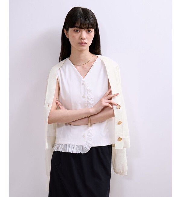 ADAM ET ROPE'「【WEB限定】・【サステナブル】リネンMIXシアーカーディガン」|カーディガン|