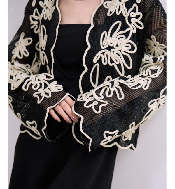 ADAM ET ROPE'「【WEB限定】メッシュエンブロイダリーカーディガン」|カーディガン|