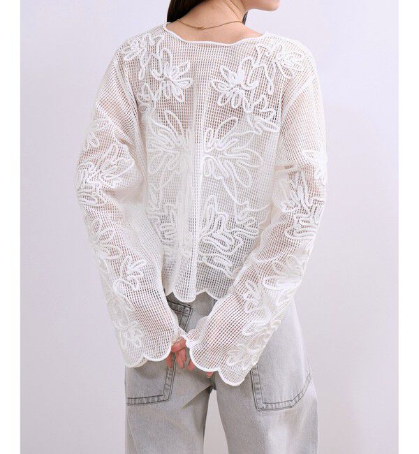 ADAM ET ROPE'「【WEB限定】メッシュエンブロイダリーカーディガン」|カーディガン|