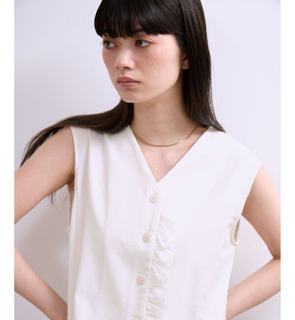 ADAM ET ROPE'「【WEB限定】・【定番】ラッフルコンビスリーブレストップス」|Tシャツ・カットソー|