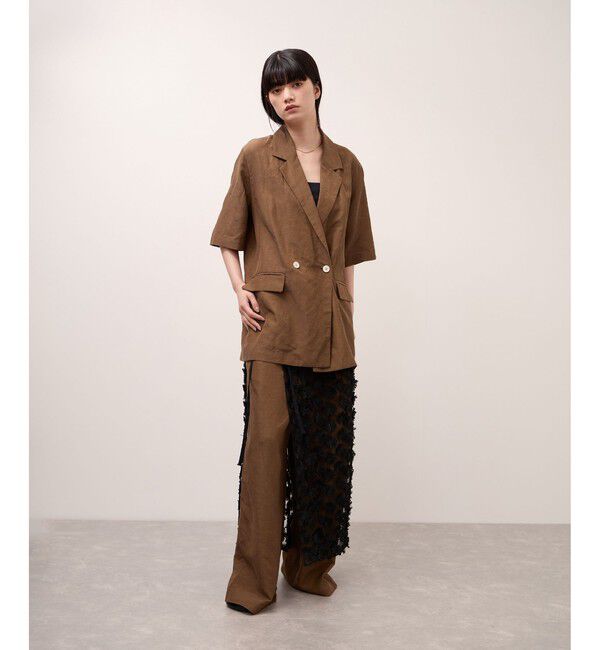 ADAM ET ROPE'「キュプラリネンMIXイージーパンツ」|チノ|