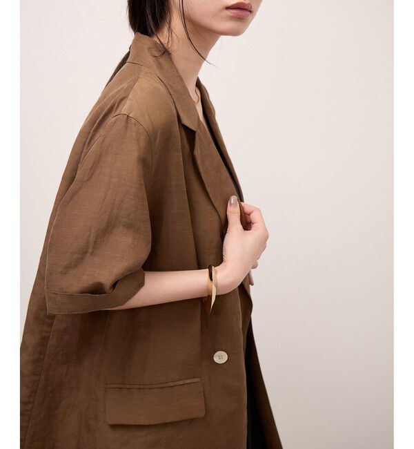 ADAM ET ROPE'「キュプラリネンMIXハーフスリーブジャケット」|テーラードジャケット|