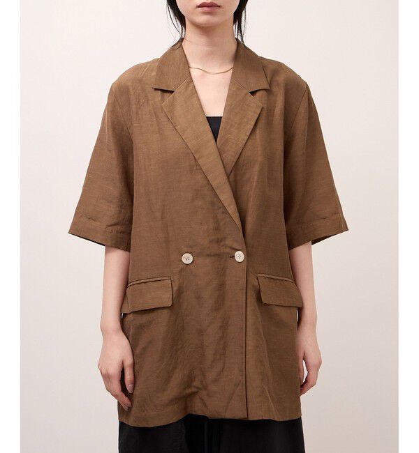ADAM ET ROPE'「キュプラリネンMIXハーフスリーブジャケット」|テーラードジャケット|