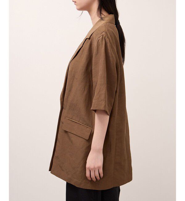 ADAM ET ROPE'「キュプラリネンMIXハーフスリーブジャケット」|テーラードジャケット|