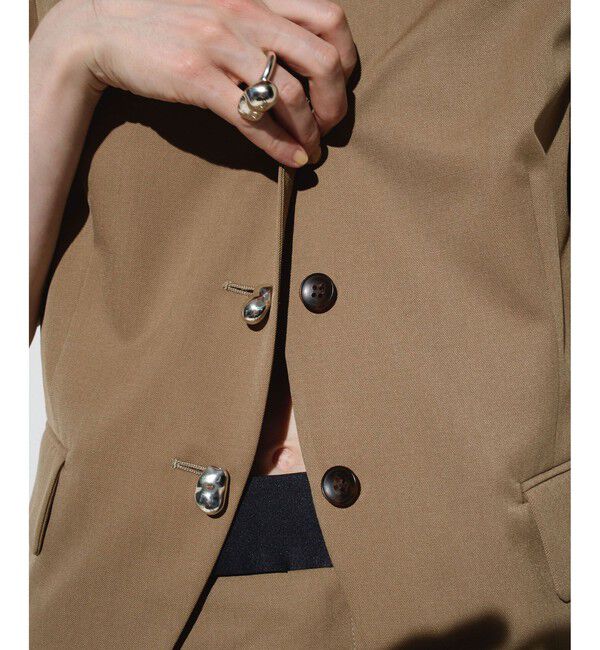 ADAM ET ROPE'「【EMOELLE】スリットネックハーフスリーブジャケット」|ノーカラージャケット|