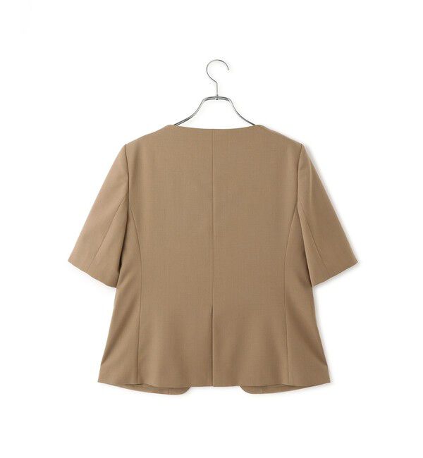 ADAM ET ROPE'「【EMOELLE】スリットネックハーフスリーブジャケット」|ノーカラージャケット|