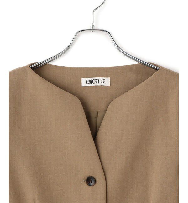 ADAM ET ROPE'「【EMOELLE】スリットネックハーフスリーブジャケット」|ノーカラージャケット|