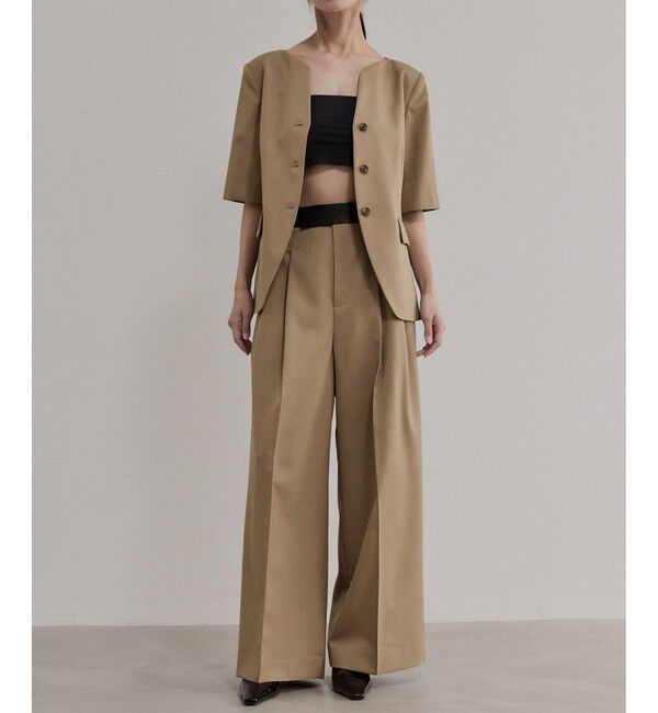 ADAM ET ROPE'「【EMOELLE】バイカラーベルトT/Wドレスパンツ」|チノ|