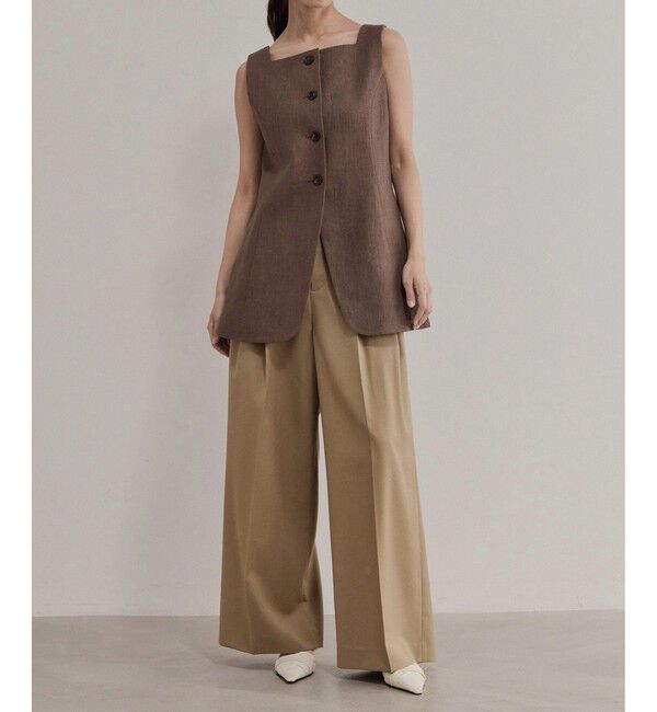 ADAM ET ROPE'「【EMOELLE】バイカラーベルトT/Wドレスパンツ」|チノ|