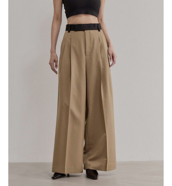 ADAM ET ROPE'「【EMOELLE】バイカラーベルトT/Wドレスパンツ」|チノ|