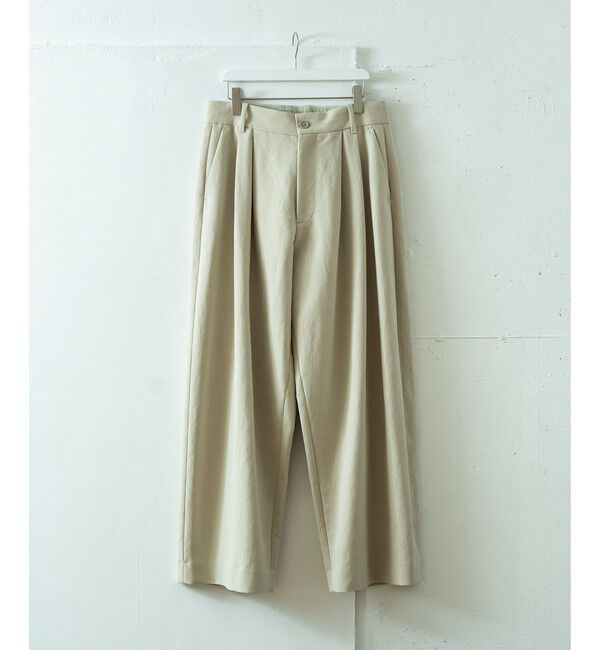 ADAM ET ROPE'「コットンダブルクロス バギー ワイド スラックス」|スラックス|ベージュ(27)