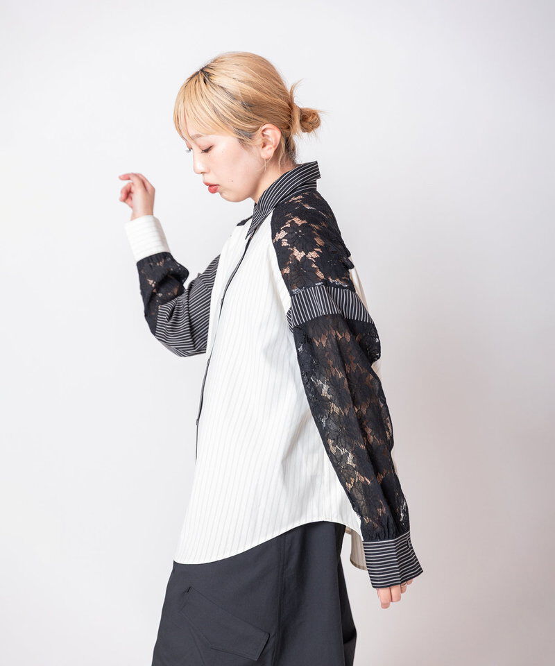 「レース切替シャツブラウス」|シャツ・ブラウス|