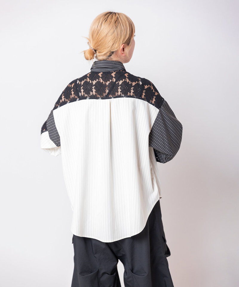  「レース切替シャツブラウス」|シャツ・ブラウス|