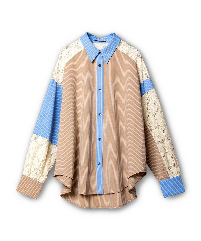  「レース切替シャツブラウス」|シャツ・ブラウス|