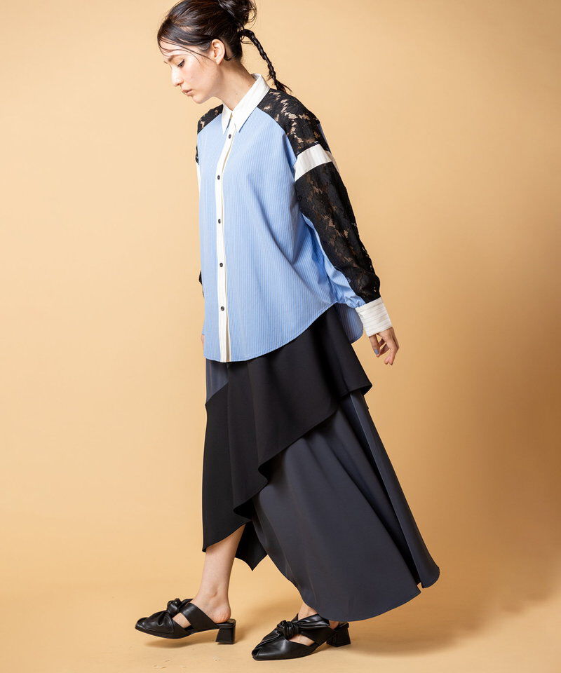  「レース切替シャツブラウス」|シャツ・ブラウス|