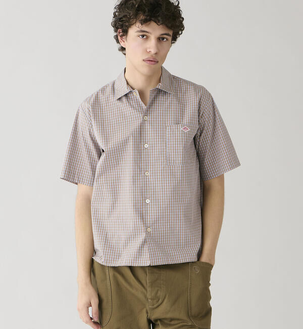 DANTON「DANTON | コットンポプリン 半袖ワークシャツ PLAID MEN」|シャツ・ブラウス|BROWN系1