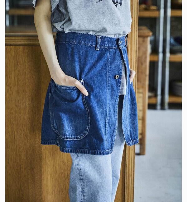  「orSlow | デニム オーバーラップスカート WOMEN」|その他|BLUE