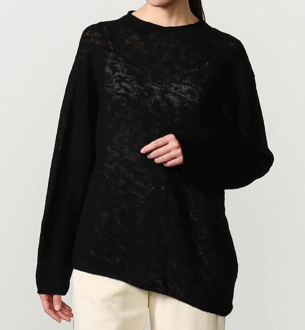 UNFIL「UNFIL | コットンシルク スラブヤーン ボトルネックプルオーバー WOMEN」|ニット・セーター|