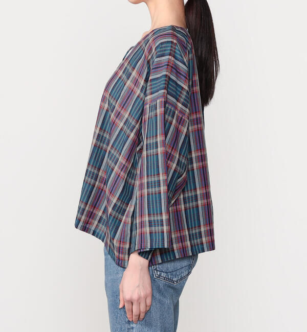  「INDIA INDUSTRY | マドラスチェック カフタンシャツ WOMEN」|シャツ・ブラウス|
