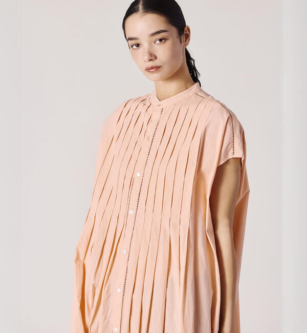  「INDIA INDUSTRY | コットンポプリン ピンタックシャツワンピース WOMEN」|ワンピース|