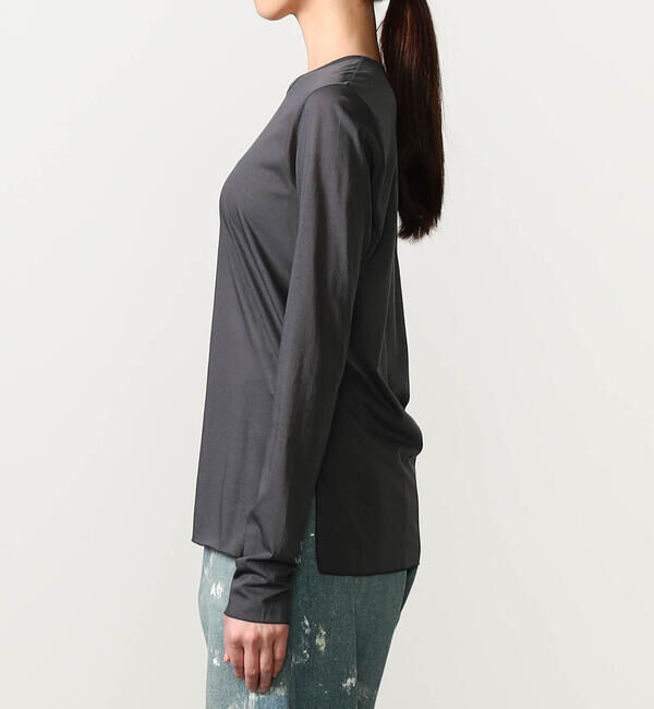  「GOOD PEOPLE GOOD STITCHING GOOD PRODUCT | サイドスリット クルーネックロングスリーブTシャツ WOMEN」|Tシャツ・カットソー|