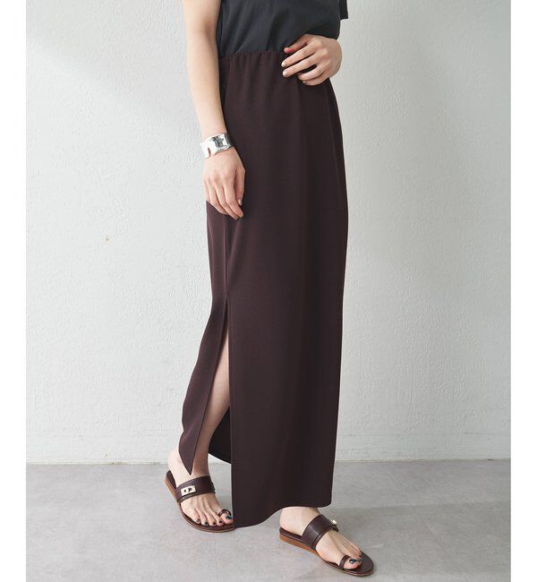  「カットジョーゼットスリットスカート」|スカート|ブラウン