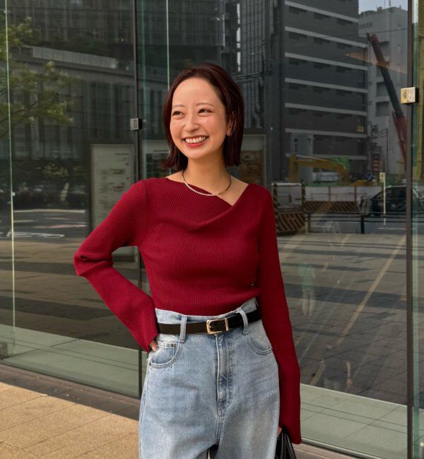  「デザインネックリブニット」|ニット・セーター|