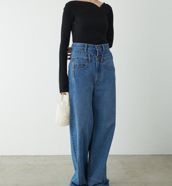  「デザインネックリブニット」|ニット・セーター|