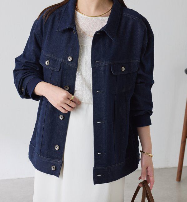  「Q.anos ストレッチリブデニムジャケット」|デニムジャケット|