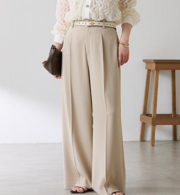  「《マイナス3kg見え/サイズ展開豊富》ジャージワイドパンツ」|スラックス|