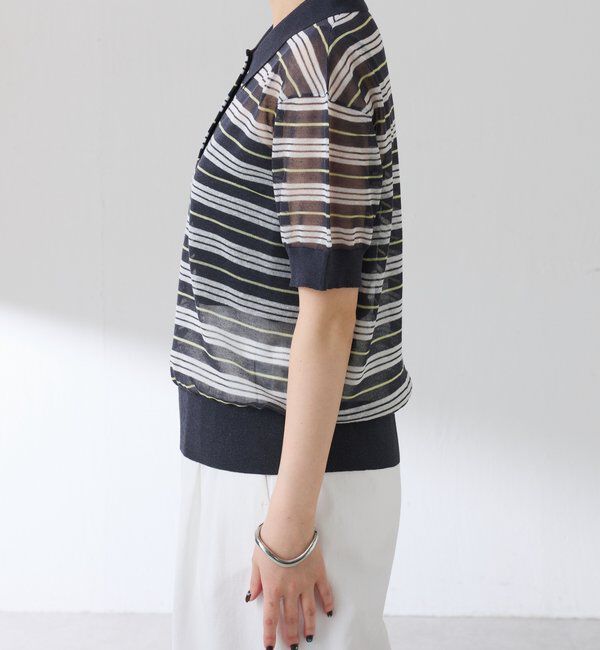  「シアーボーダーポロニット」|ニット・セーター|