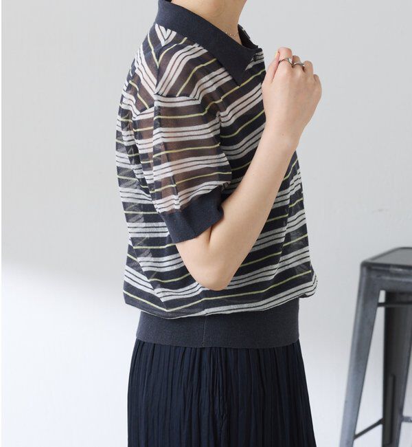  「シアーボーダーポロニット」|ニット・セーター|