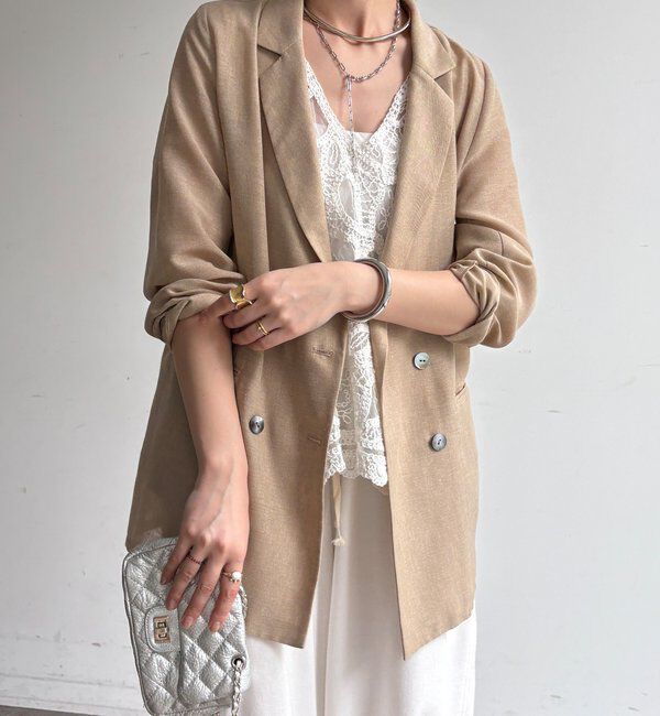  「【ウォッシャブル】シアーダブルジャケット」|テーラードジャケット|