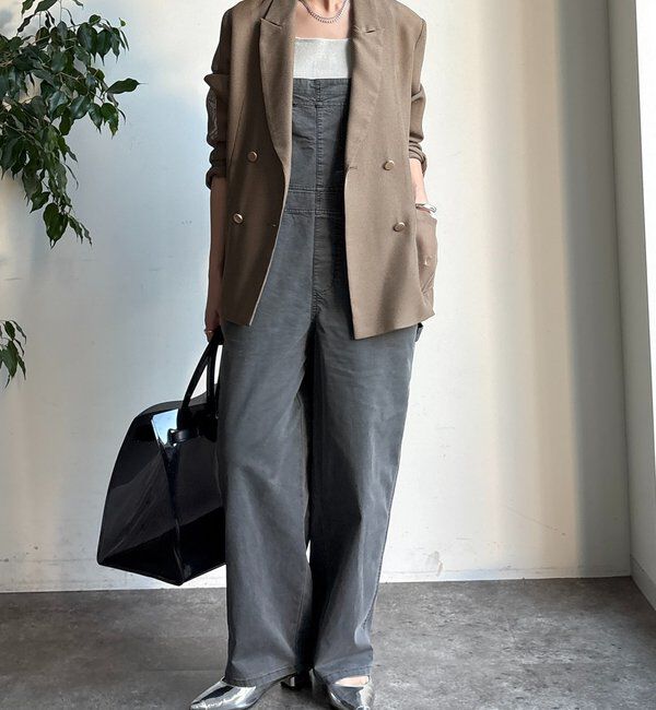  「ストレッチツイルピグメント加工オールインワン」|ワンピース|ブラック