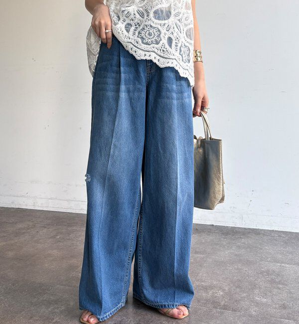  「ダメージワイドデニム」|デニム|