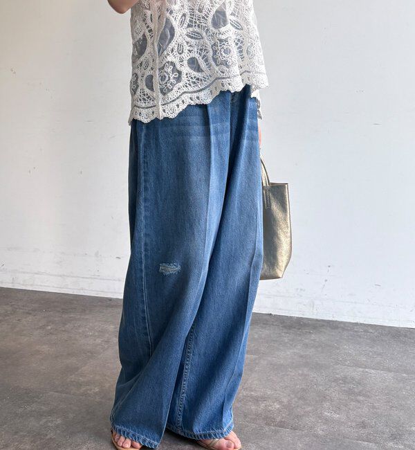  「ダメージワイドデニム」|デニム|