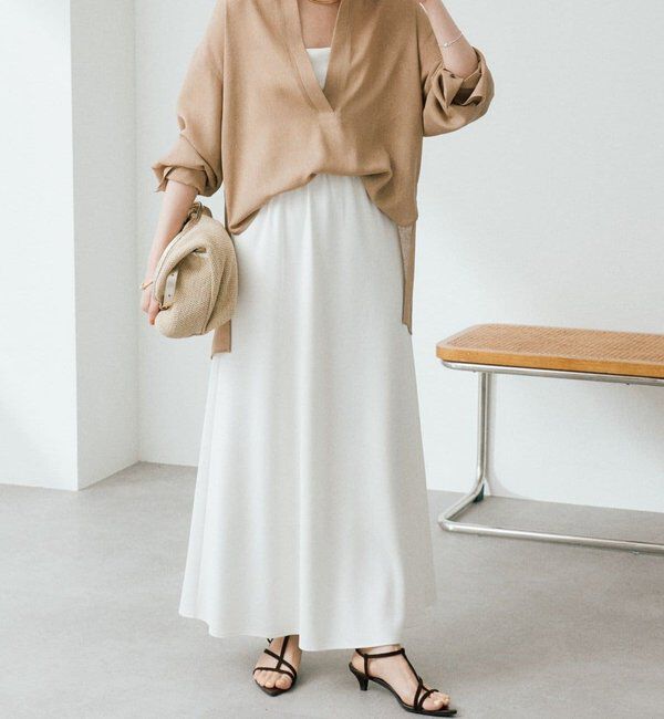  「予約【セットアップ着用可能/接触冷感機能付き】ドレーピーカットバイヤススカート」|スカート|
