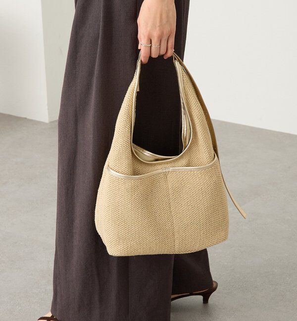  「予約【軽量】ラメサマーニットショルダー」|ショルダー・メッセンジャー|ベージュ