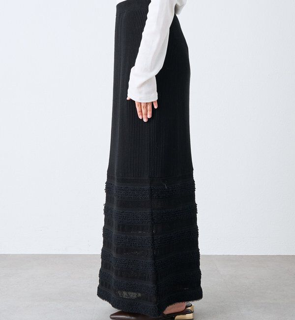  「予約【セットアップ対応可】フリンジボーダーニットスカート」|スカート|